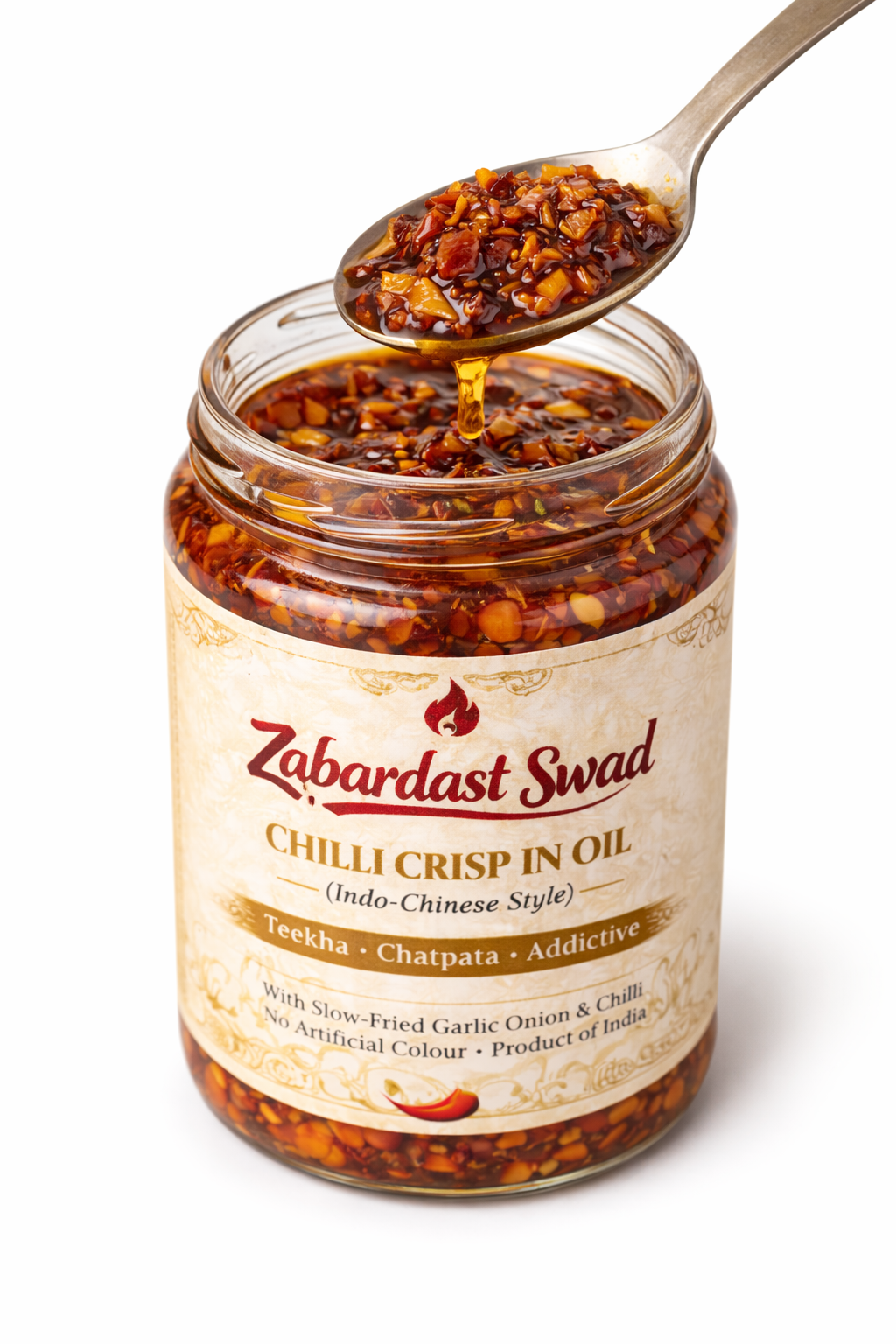 Zabardast Swad Chilli Crisp in Oil – Indo-Chinese Style (Crunchy, Spicy & Addictive)